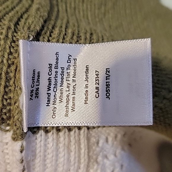 ❤️ NWOT! TALBOTS TIPPED POINTELLE COTTON LINEN V NECK STRIPE CARDIGAN, MEDIUM - Picture 5 of 7